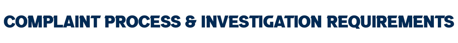 Complaint Process and Investigation Requirements - Pct. 1